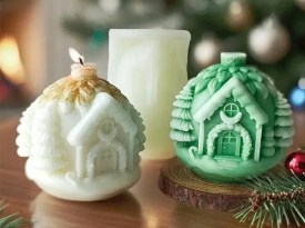 Molde silicona casita con arboles 